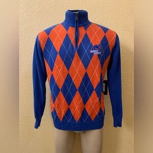 Donegal Bay Boise State Broncos Argyle Pattern 1/4 Zip Sweater